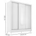 Guarda Roupa Casal Espelho 3 PT Correr 32120 Branco Demobile
