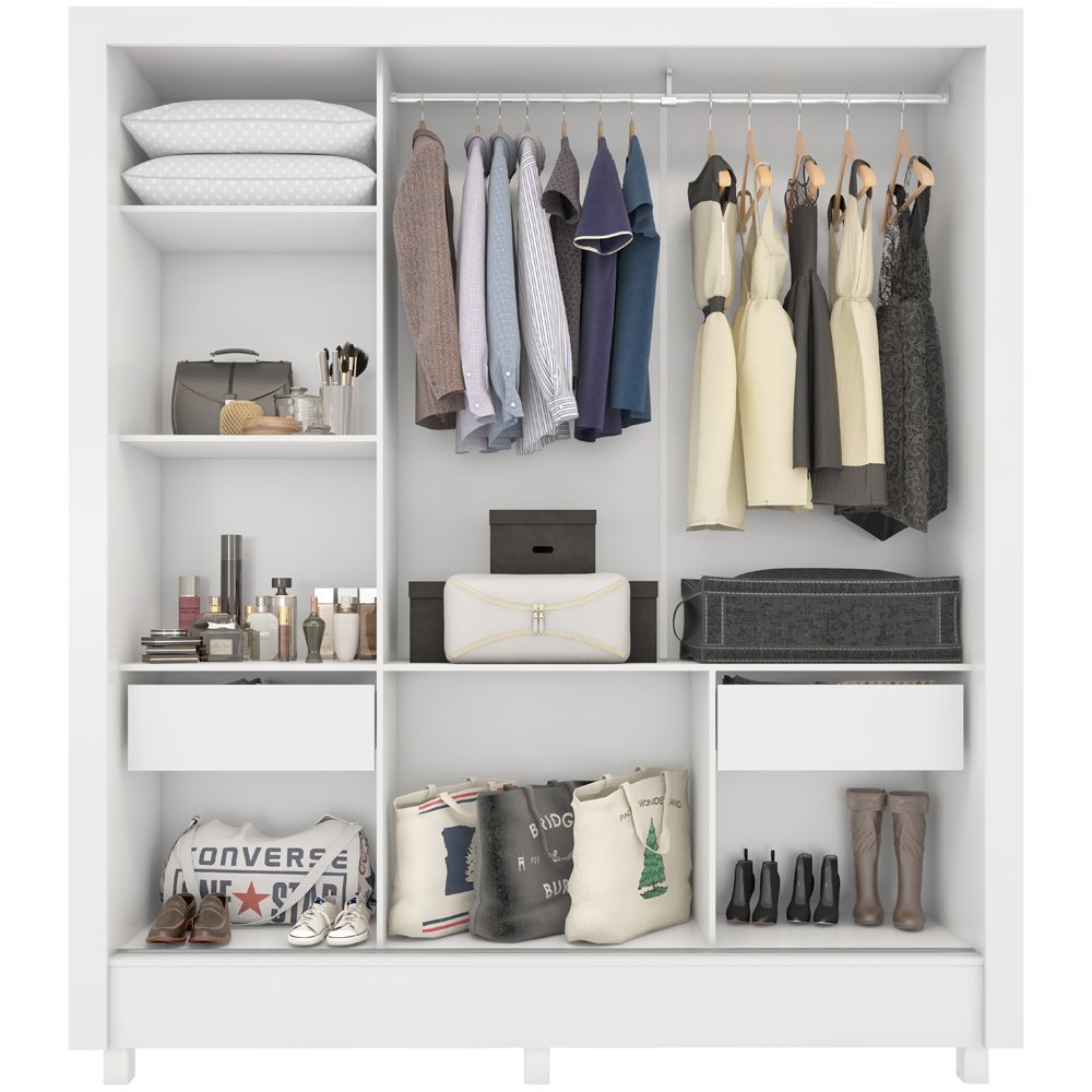 Guarda Roupa Casal Espelho 3 PT Correr 32120 Branco Demobile
