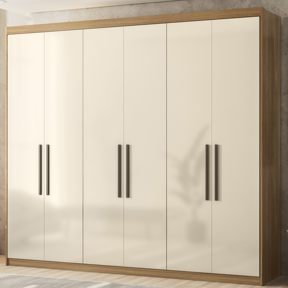 Guarda Roupa Casal MDF 06 Portas 62080 Amendola Off White Demobile