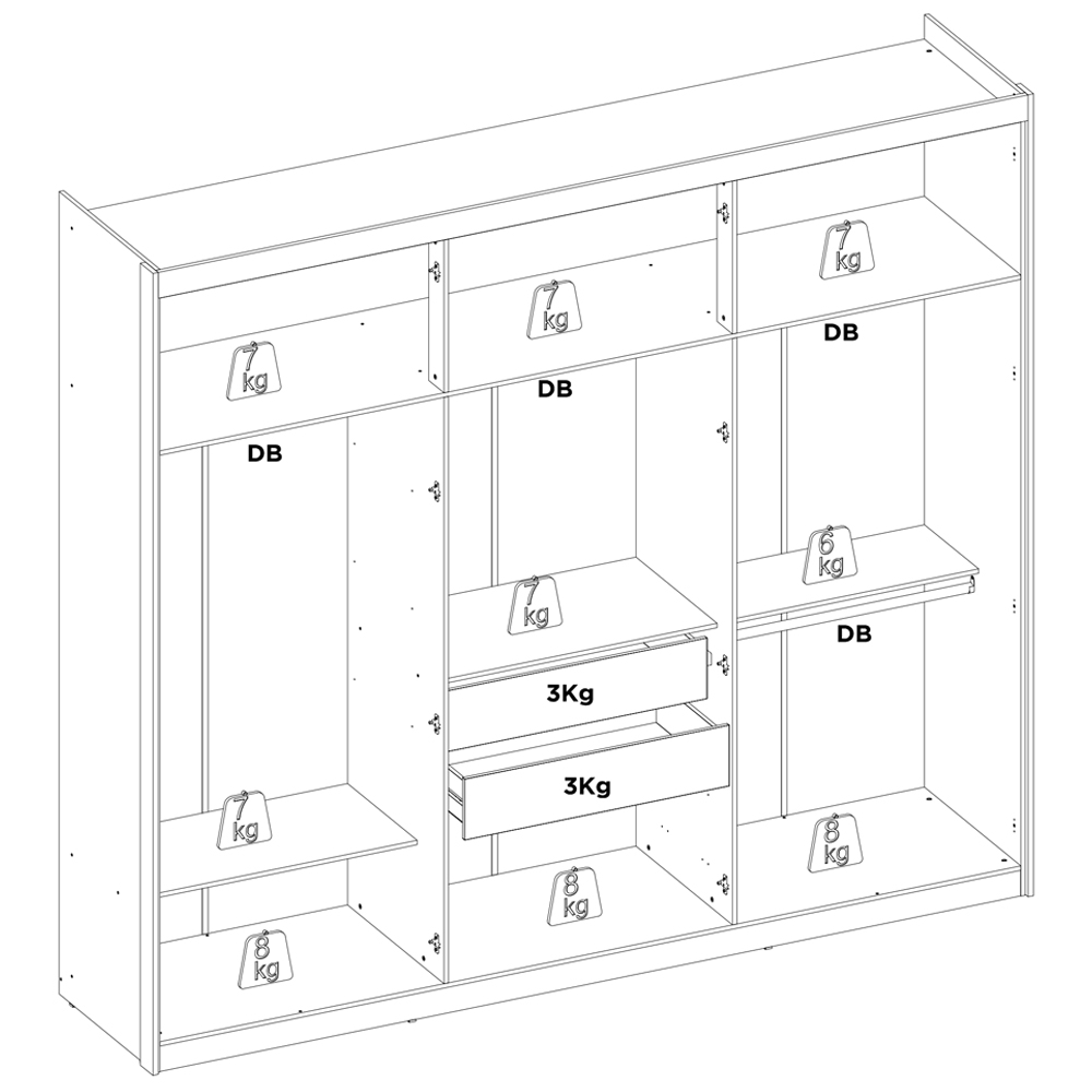 Guarda Roupa Casal MDF 06 Portas 62080 Amendola Off White Demobile