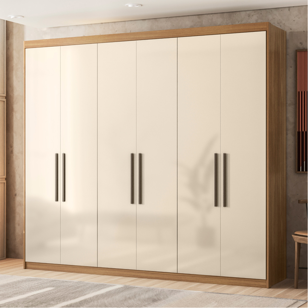 Guarda Roupa Casal MDF 06 Portas 62080 Amendola Off White Demobile