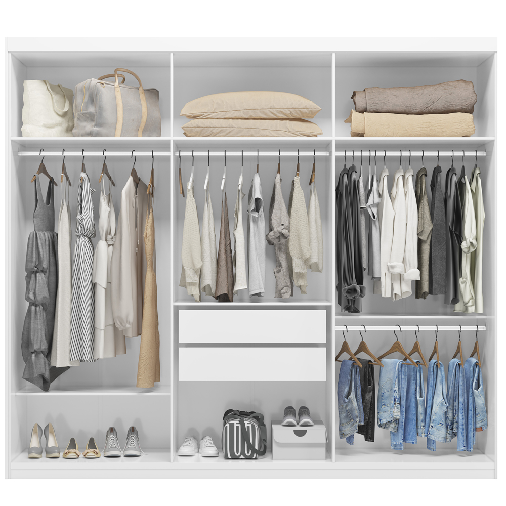 Guarda Roupa Casal MDF 06 Portas 62080 Branco Demobile