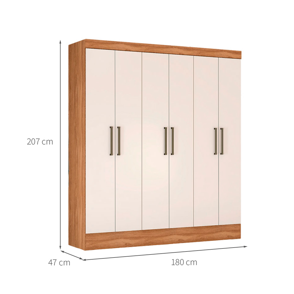 Guarda-Roupa Casal Marine 6 Portas 2 Gavetas Amendola e Off White