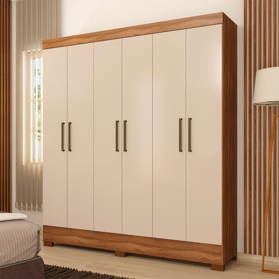 Guarda-Roupa Casal Marine 6 Portas 2 Gavetas Amendola e Off White