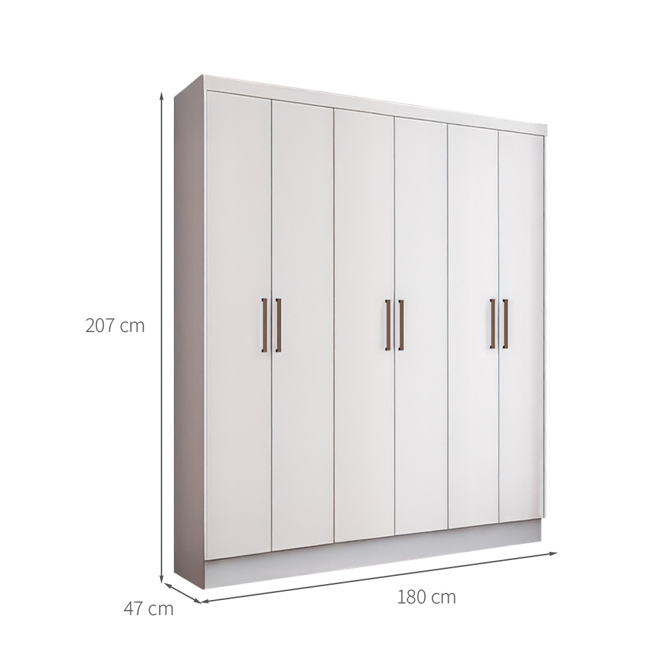 Guarda-Roupa Casal Marine 6 Portas 2 Gavetas Branco