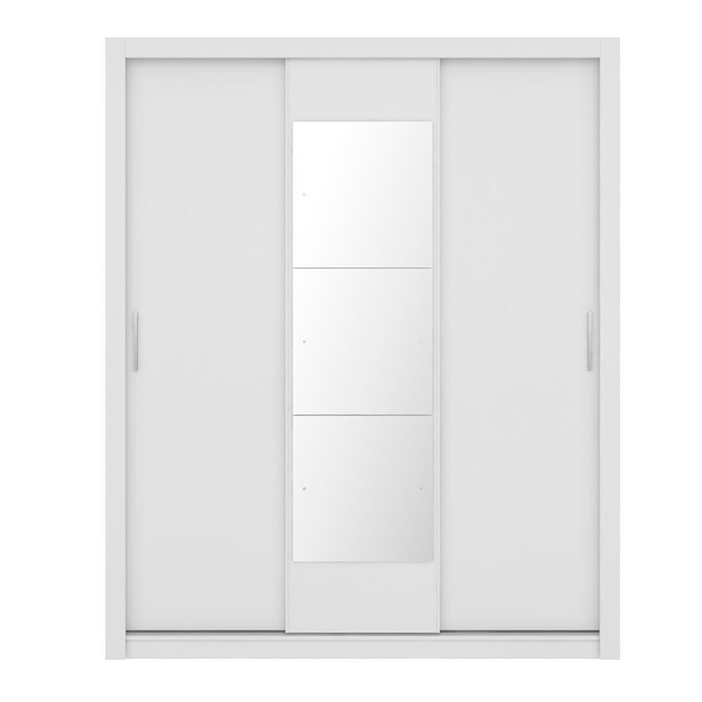 Guarda-Roupa Casal Moderno 3 Portas de Correr com Espelho