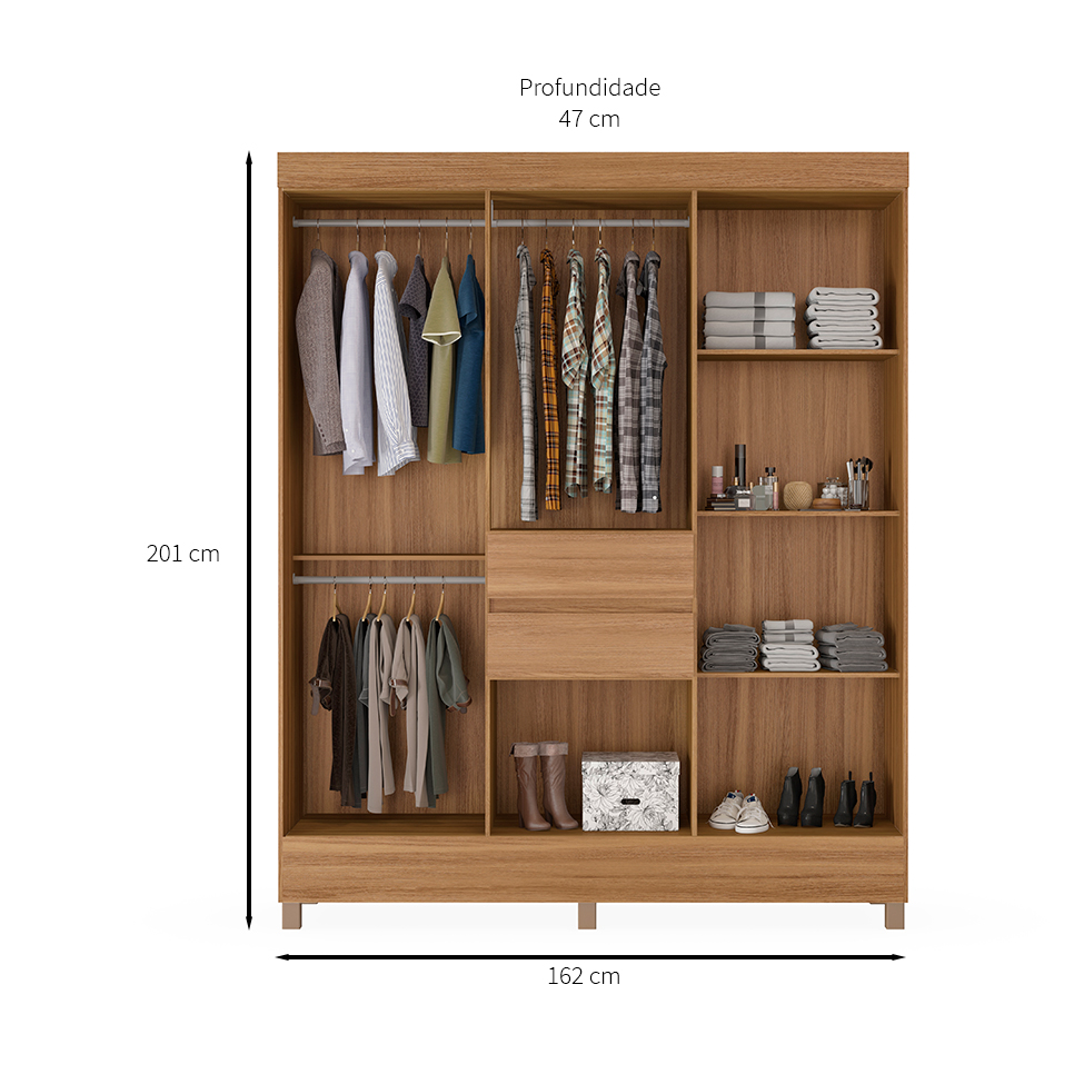 Guarda-Roupa Casal Munique 8 Portas 2 Gavetas Amêndola