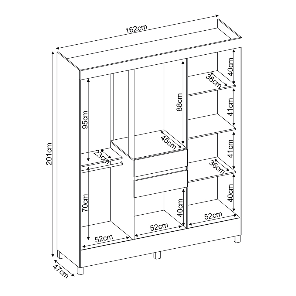 Guarda-Roupa Casal Munique 8 Portas 2 Gavetas Amêndola