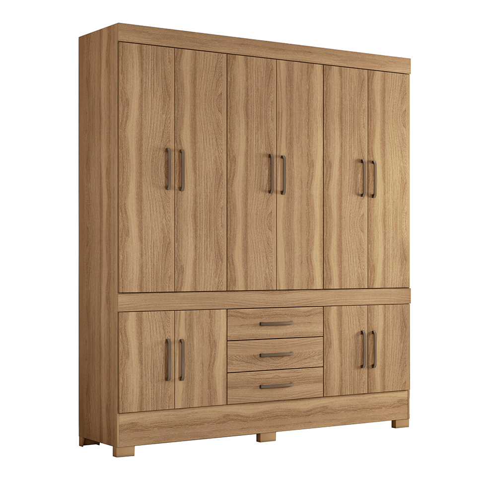 Guarda-Roupa Casal New Murano 10 Portas 3 Gavetas Amêndola