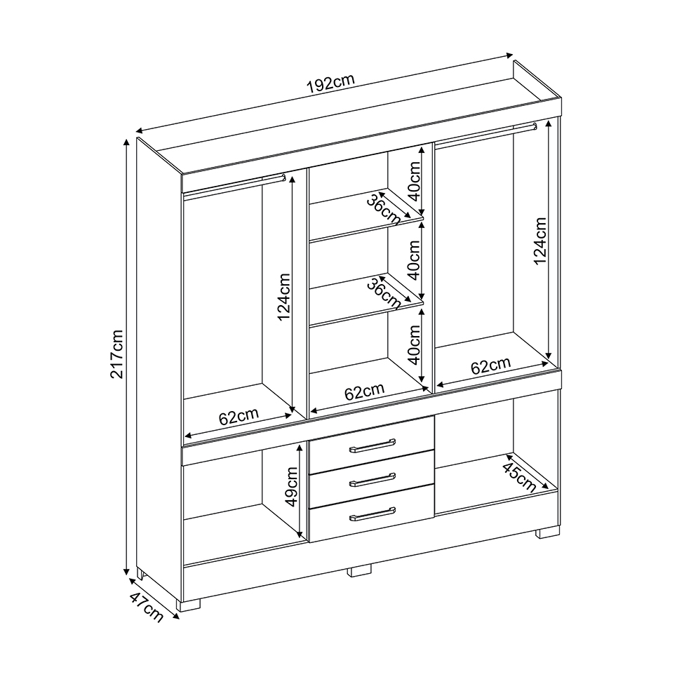 Guarda-Roupa Casal New Murano 10 Portas 3 Gavetas Amêndola