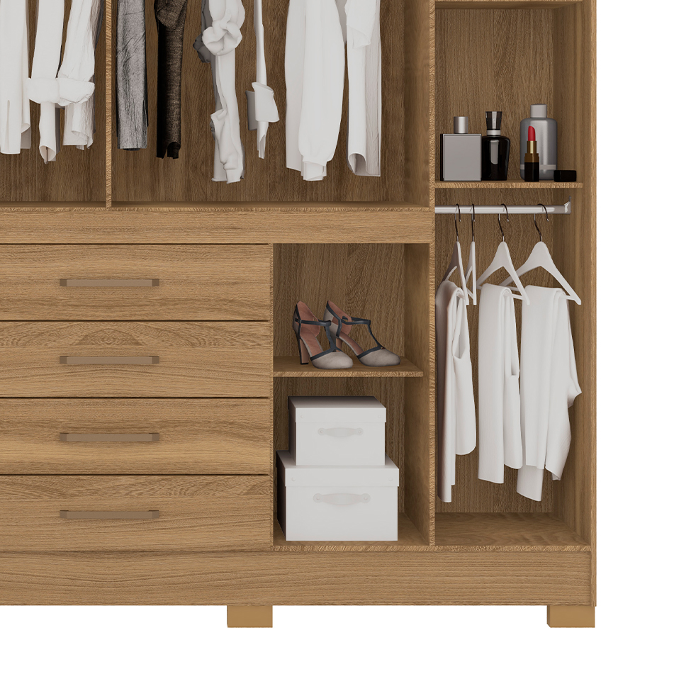 Guarda-Roupa Casal New Realce 8 Portas 4 Gavetas Amêndola