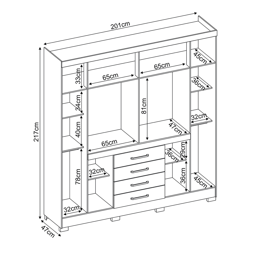 Guarda-Roupa Casal New Realce 8 Portas 4 Gavetas Amêndola