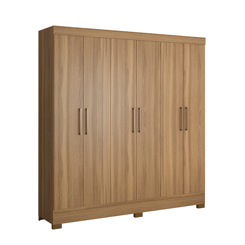Guarda-Roupa Casal Prático 6 Portas 3 Gavetas Amêndola