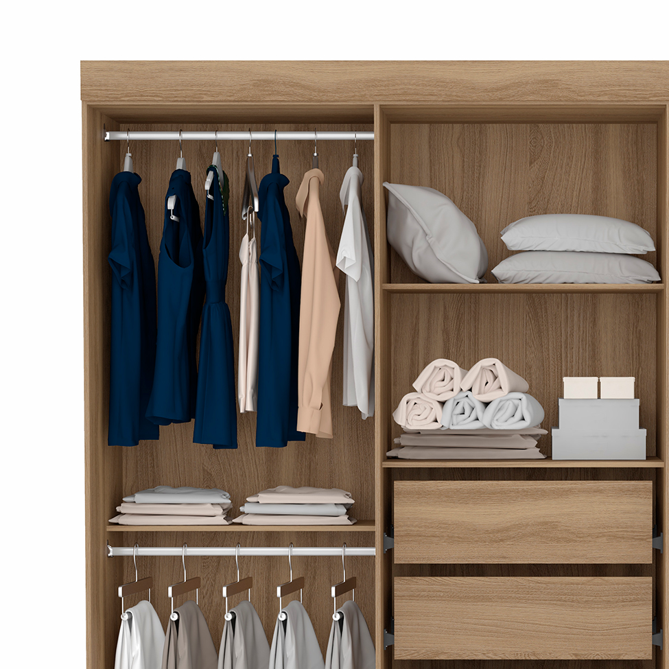 Guarda-Roupa Casal Prático 6 Portas 3 Gavetas Amêndola