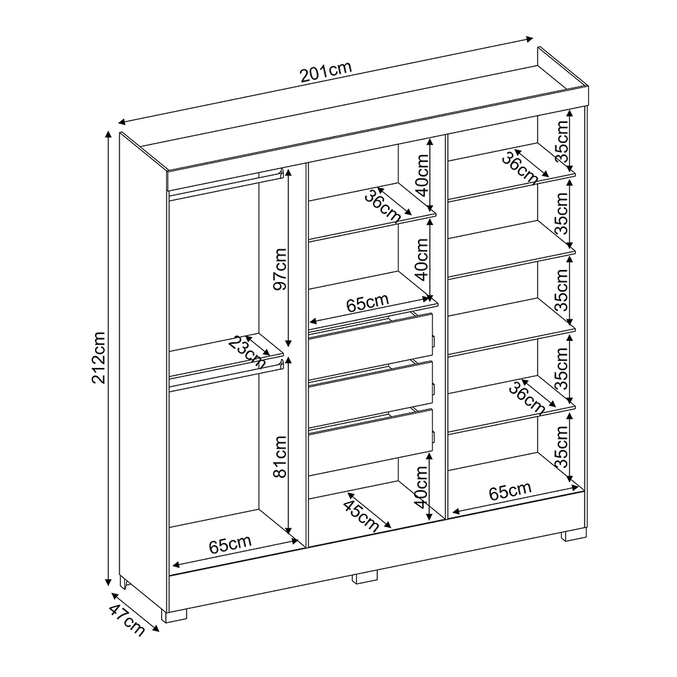 Guarda-Roupa Casal Prático 6 Portas 3 Gavetas Amêndola