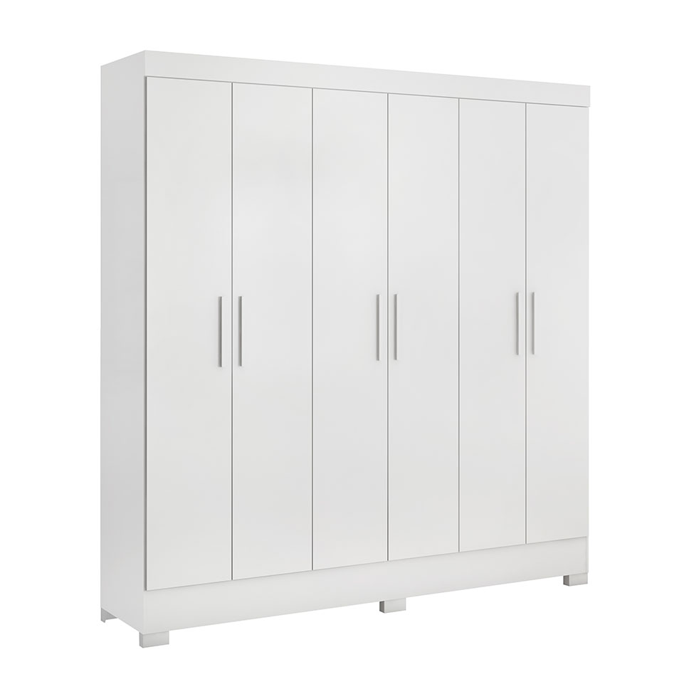 Guarda-Roupa Casal Prático 6 Portas 3 Gavetas Branco