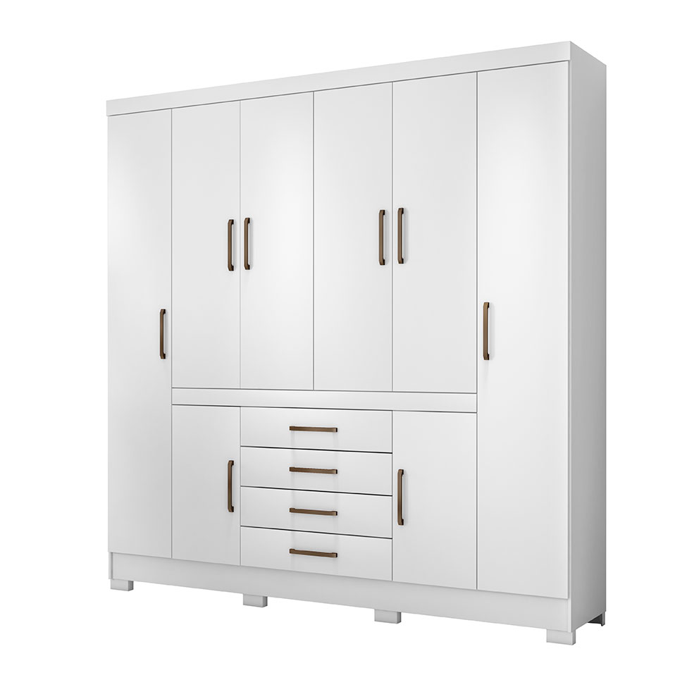Guarda-Roupa Casal Realce II 8 Portas 4 Gavetas Branco