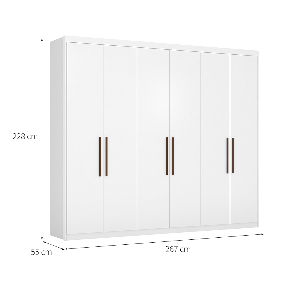 Guarda-Roupa Casal Sumatra 6 Portas 3 Gavetas Branco