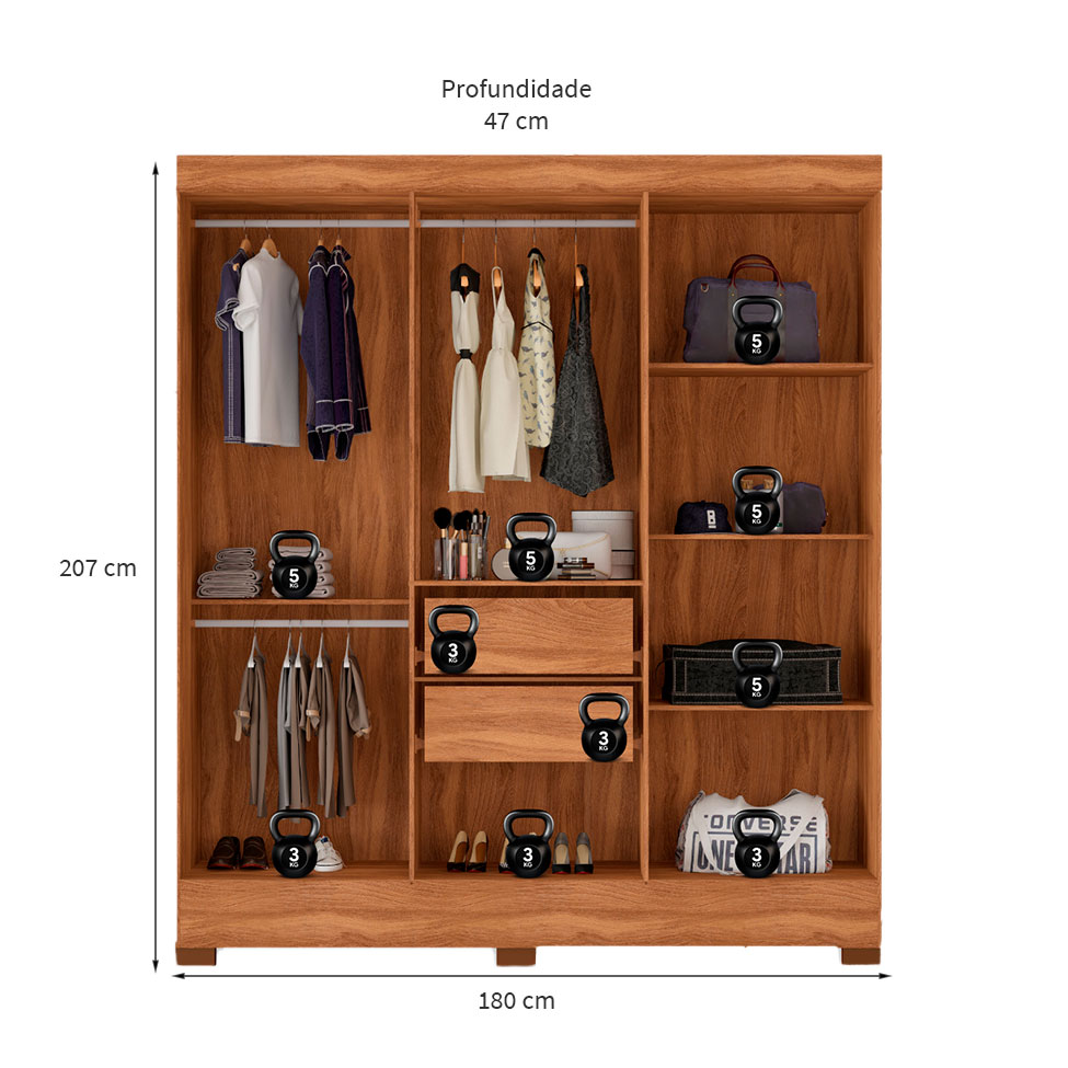 Guarda-Roupa Casal Verso 6 Portas 2 Gavetas Amendola e Off White