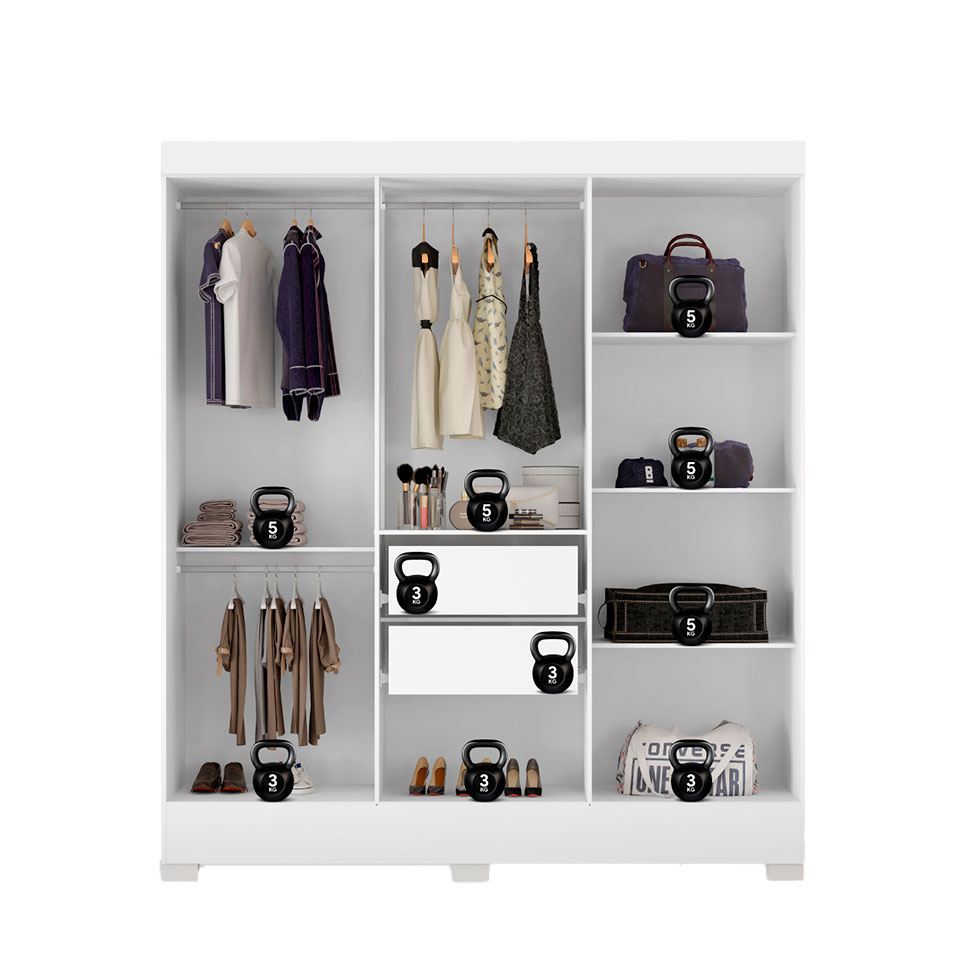 Guarda-Roupa Casal Verso 6 Portas 2 Gavetas Branco