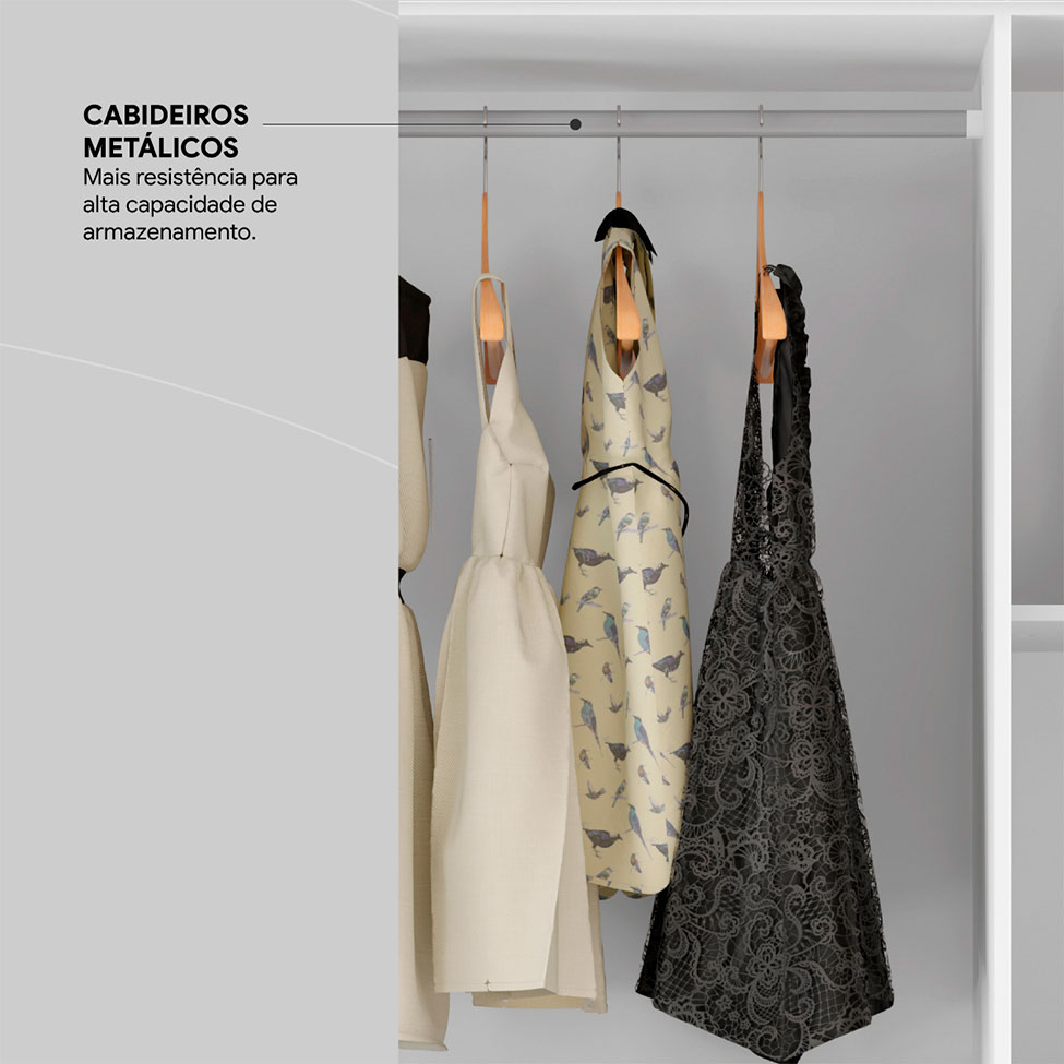 Guarda-Roupa Casal Verso 6 Portas 2 Gavetas Branco