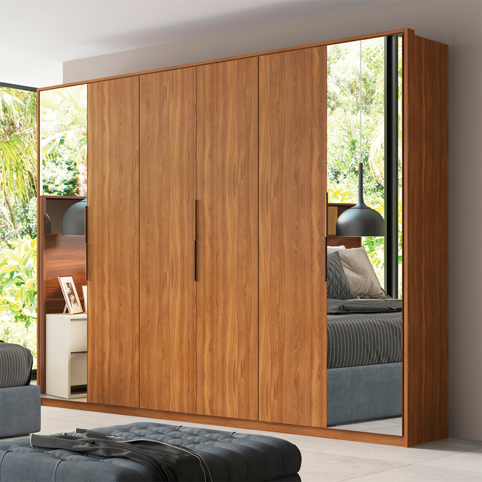 Guarda-Roupa Casal com 2 Espelhos Atrice 6 Portas 6 Gavetas Amêndola