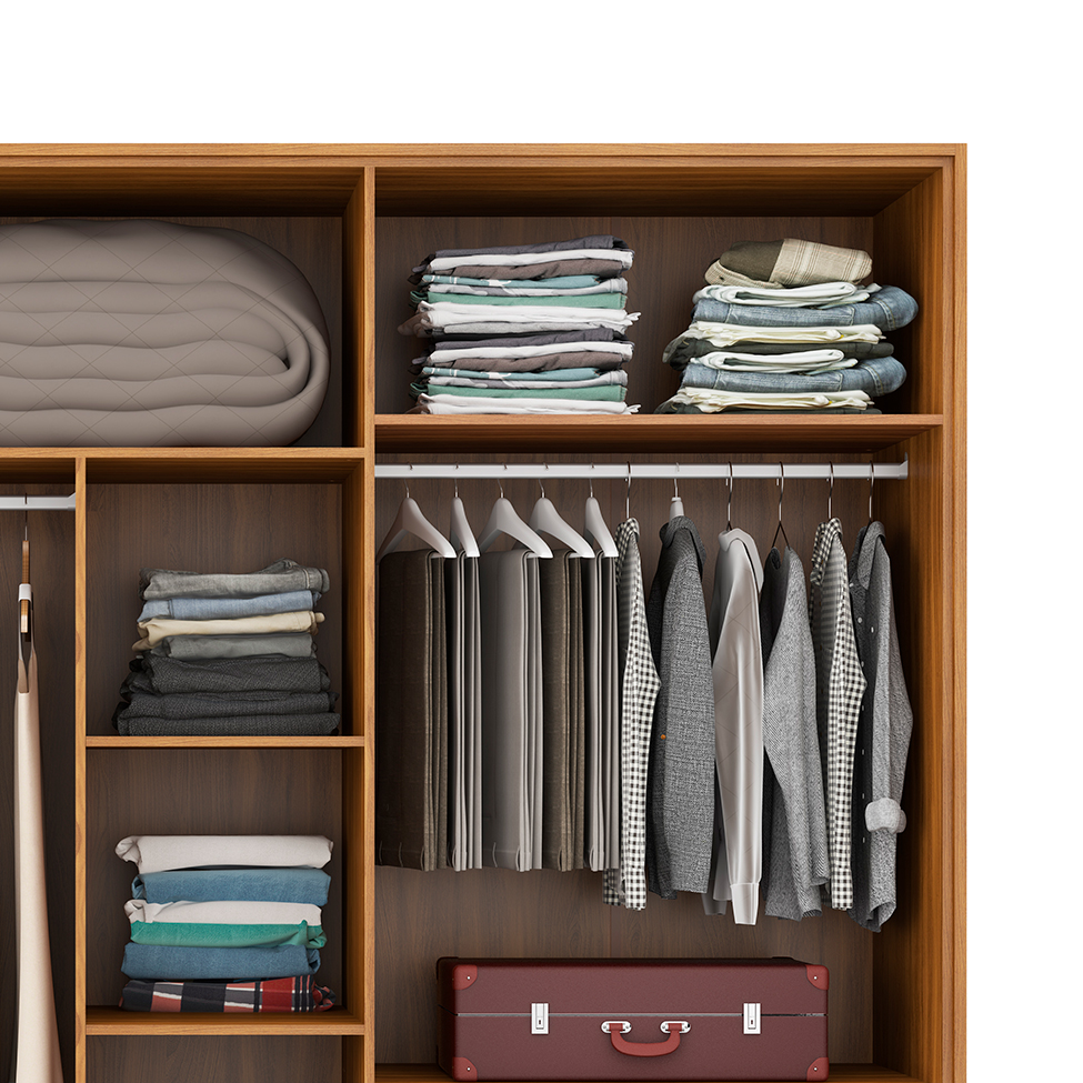 Guarda-Roupa Casal com 2 Espelhos Atrice 6 Portas 6 Gavetas Amêndola