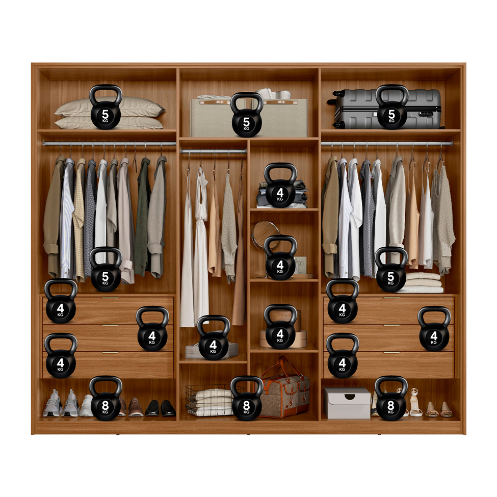 Guarda-Roupa Casal com 2 Espelhos Atrice 6 Portas 6 Gavetas Amêndola e Grafito