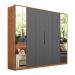 Guarda-Roupa Casal com 2 Espelhos Atrice 6 Portas 6 Gavetas Amêndola e Grafito