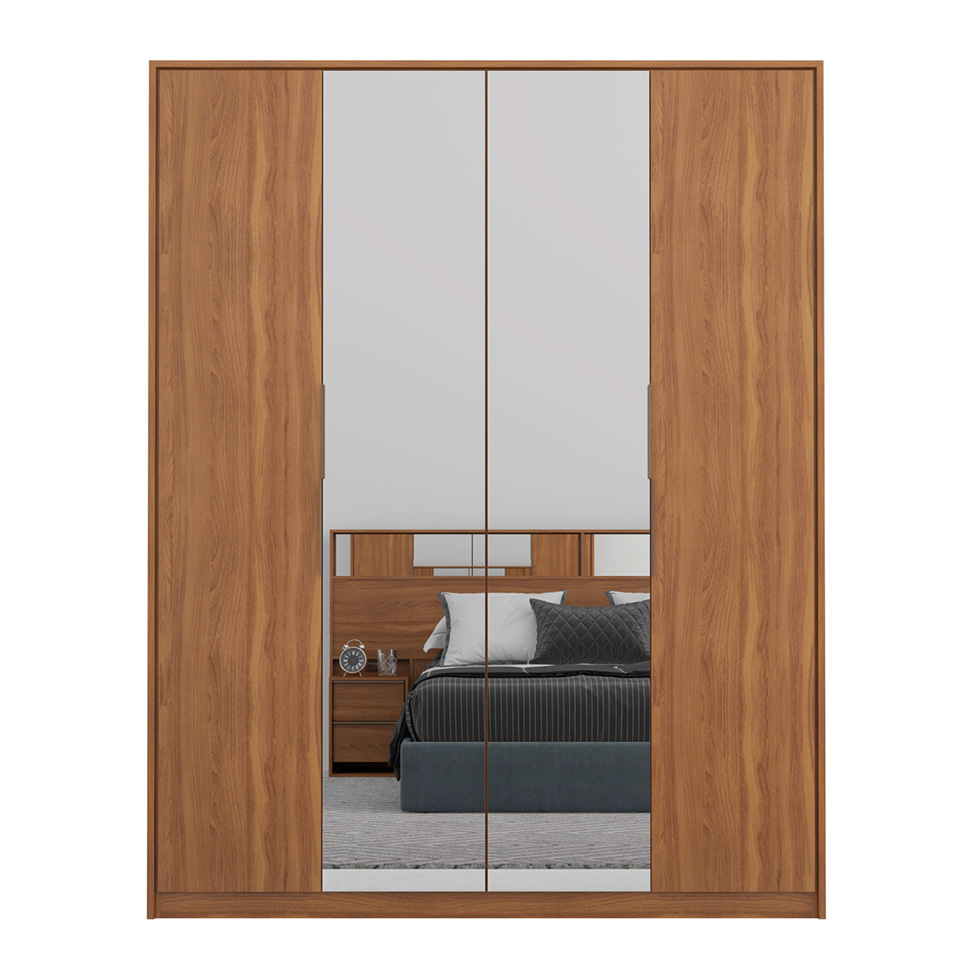 Guarda-Roupa Casal com 2 Espelhos Attore 4 Portas 3 Gavetas Amêndola