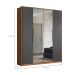 Guarda-Roupa Casal com 2 Espelhos Attore 4 Portas 3 Gavetas Amêndola e Grafito