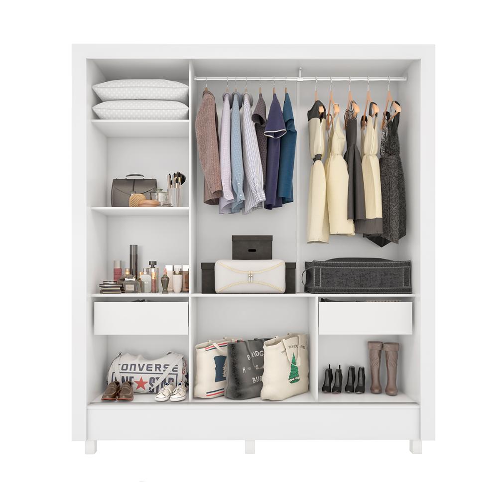 Guarda Roupa Com Espelho 3 Portas Tokyo Branco