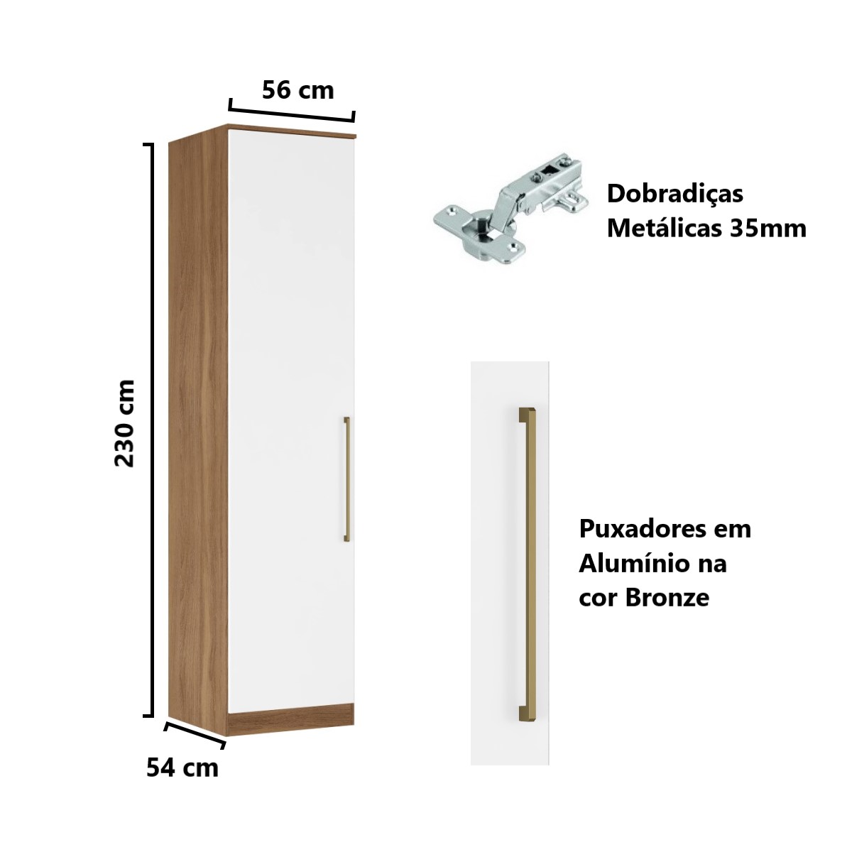 Guarda Roupa Dormitório Modulado Irlanda - Módulo 1 Porta c/ Prateleiras - Roupeiro Demobile