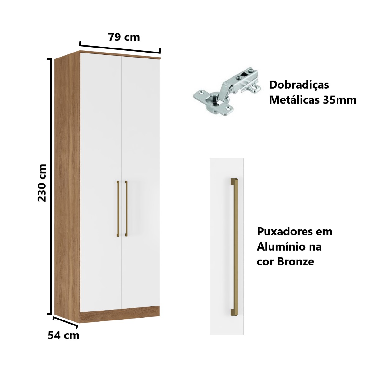 Guarda Roupa Dormitório Modulado Irlanda - Módulo 2 Portas 3 Gavetas - Roupeiro Demobile