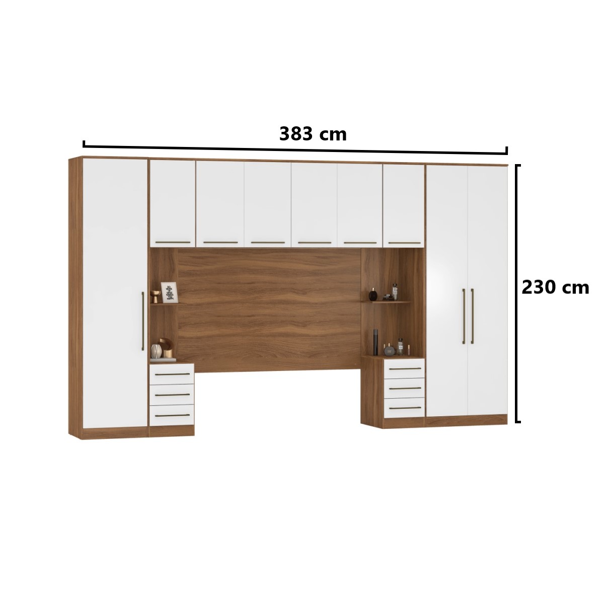 Guarda Roupa Dormitório Modulado Irlanda Casal/Queen - Amêndola Touch e Branco - Roupeiro Demobile C8