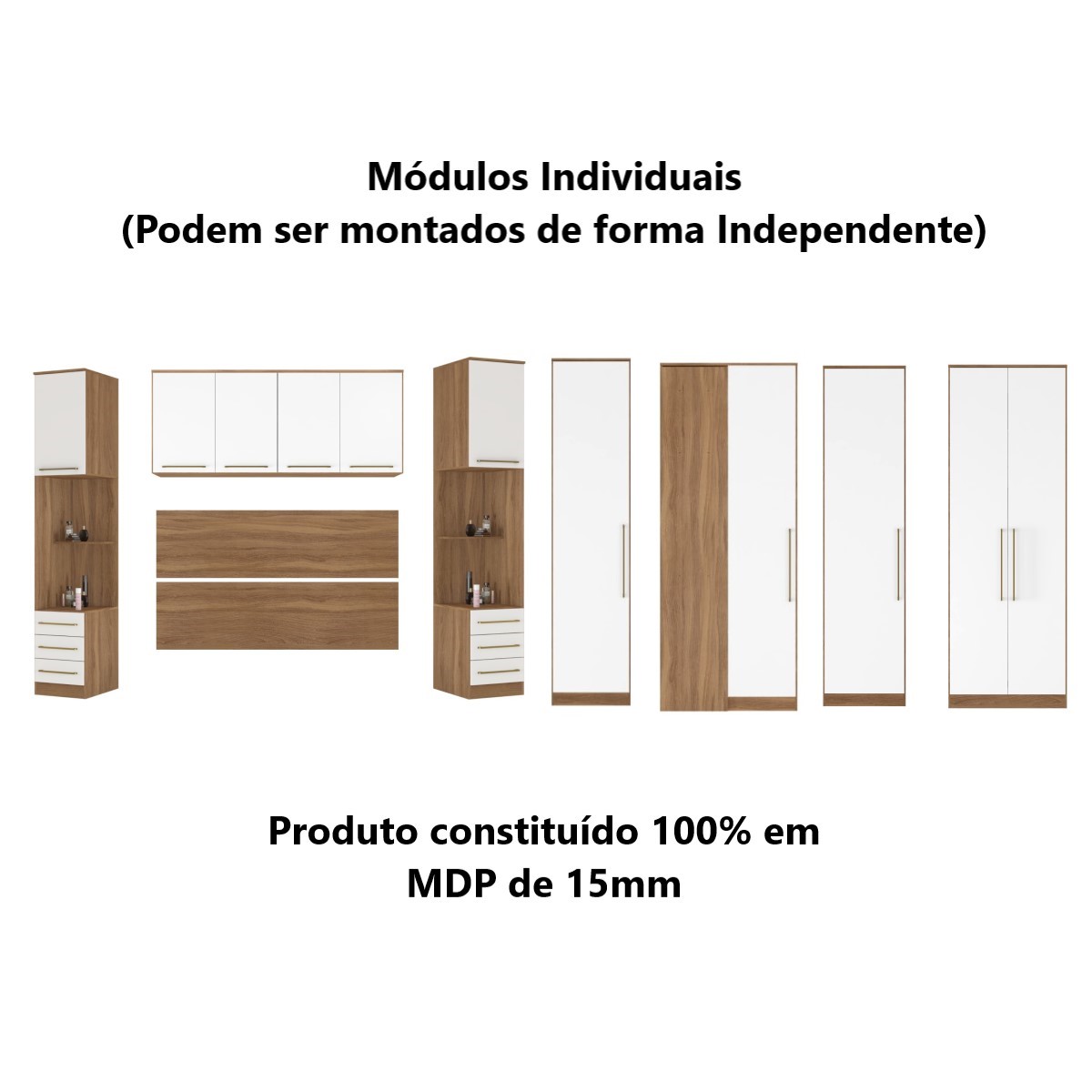 Guarda Roupa Dormitório Modulado Irlanda Casal/Queen Canto - Amêndola Touch e Branco - Roupeiro Demobile C2