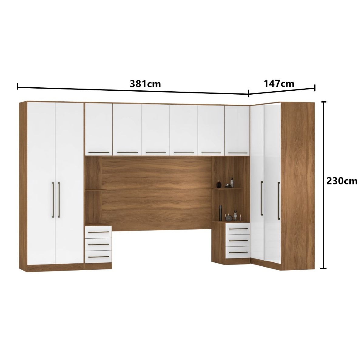 Guarda Roupa Dormitório Modulado Irlanda Casal/Queen Canto - Amêndola Touch e Branco - Roupeiro Demobile C4