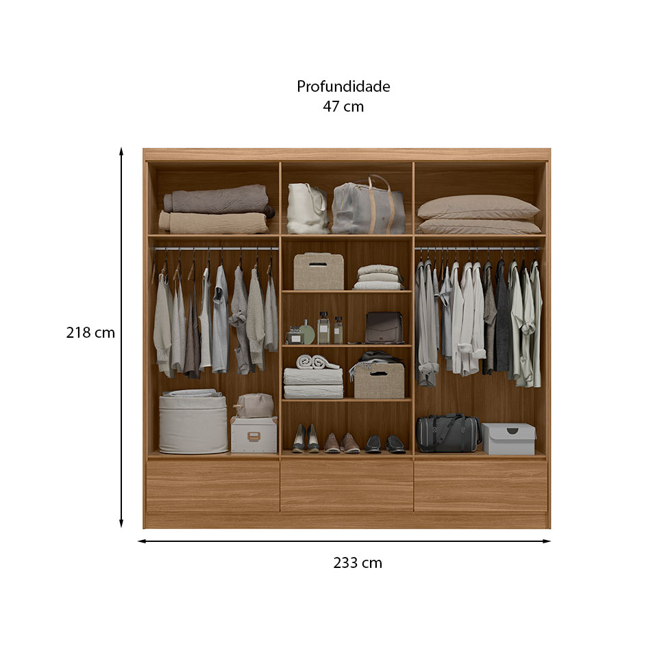 Guarda-Roupa Himalaia 6 Portas 3 Gavetas Amendola
