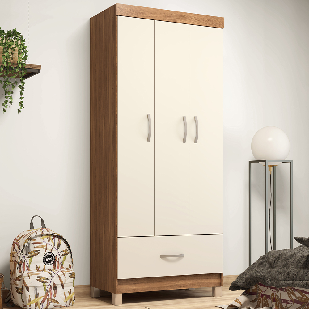 Guarda Roupa Solteiro 03 Portas 31060 Amendola Off White Demobile