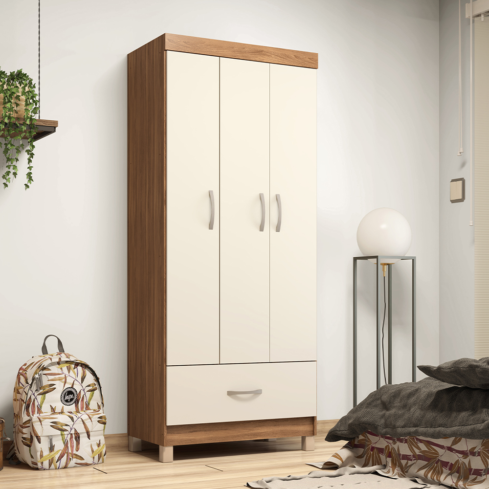 Guarda Roupa Solteiro 03 Portas 31060 Amendola Off White Demobile