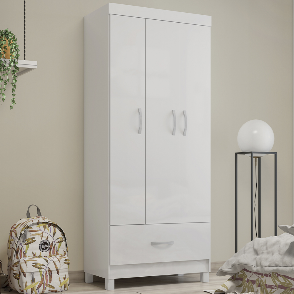 Guarda Roupa Solteiro 03 Portas 31060 Branco Demobile