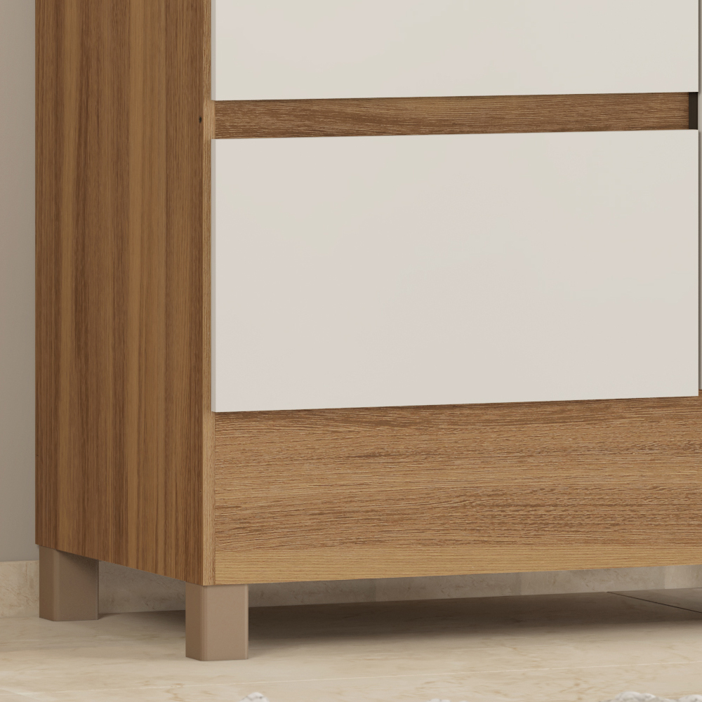 Guarda Roupa Solteiro 03 Portas Wind Amendoa Off White Demobile