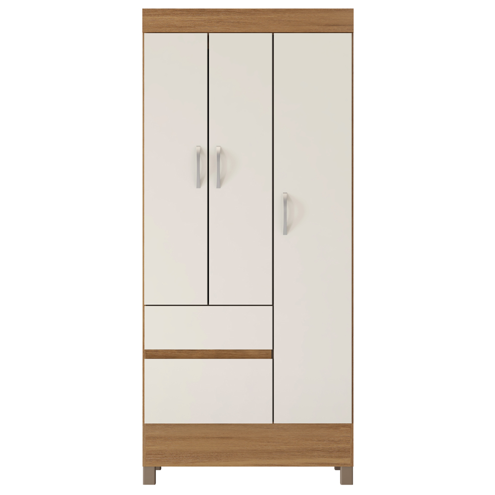 Guarda Roupa Solteiro 03 Portas Wind Amendoa Off White Demobile