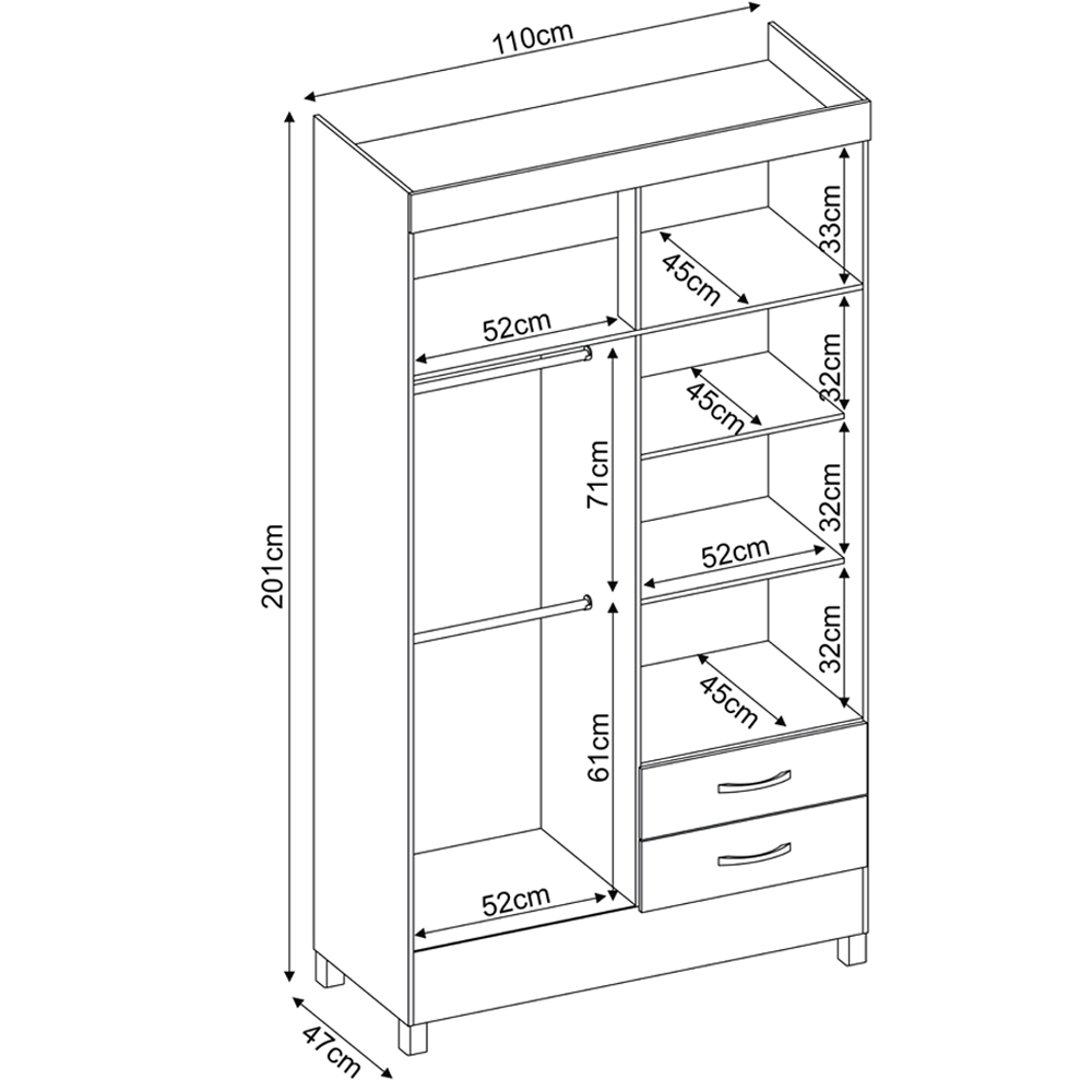 Guarda Roupa Solteiro 04 Portas 42860 Amendola Off White Demobile