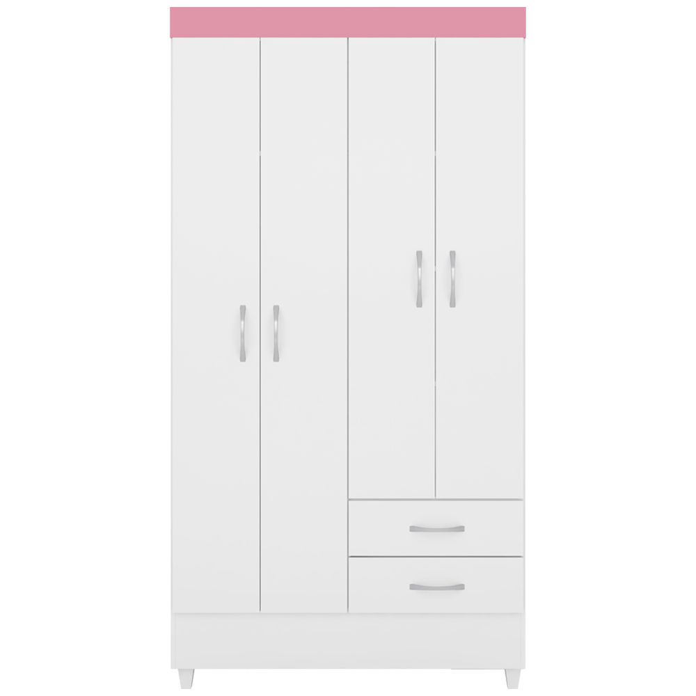 Guarda Roupa Solteiro 04 Portas 42860 Branco Rosa Flex Demobile