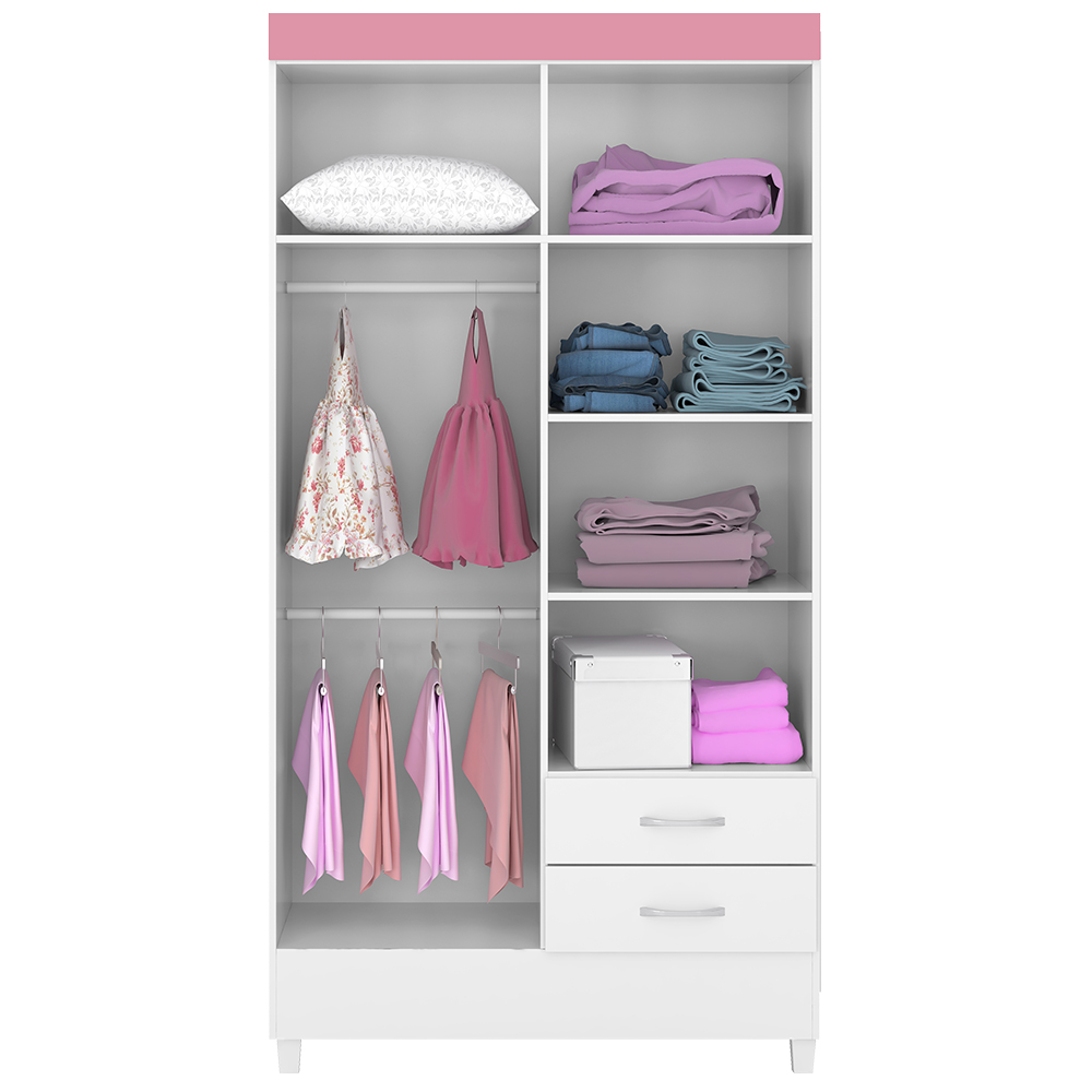 Guarda Roupa Solteiro 04 Portas 42860 Branco Rosa Flex Demobile