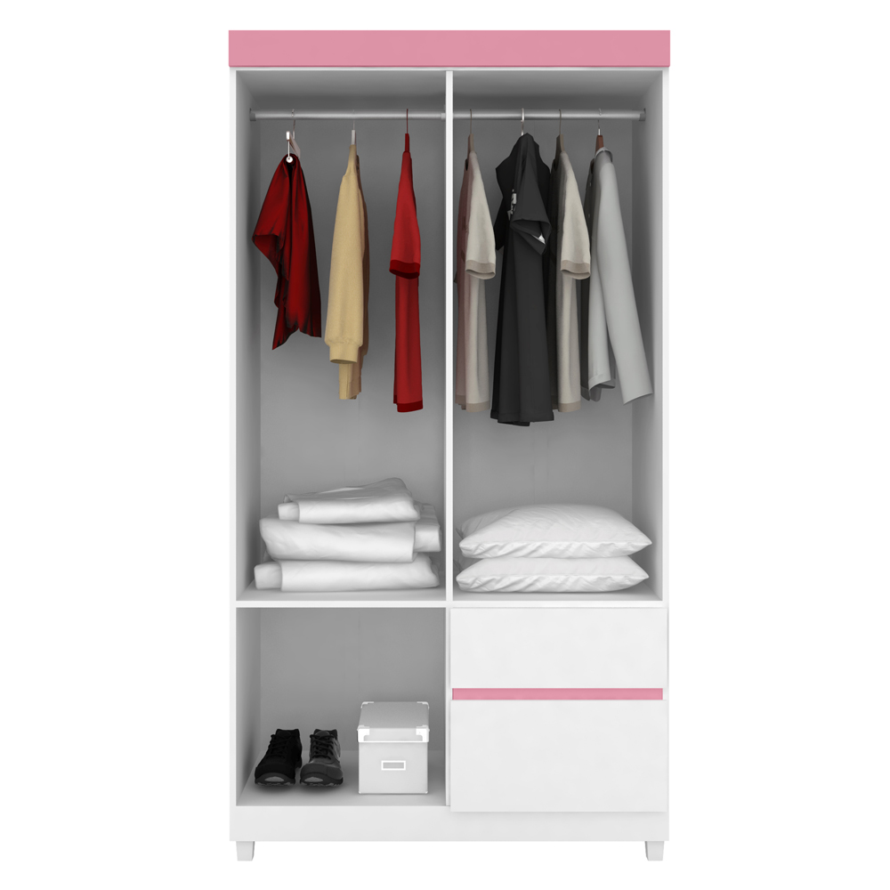 Guarda Roupa Solteiro 04 Portas Lotus Branco Rosa Demobile