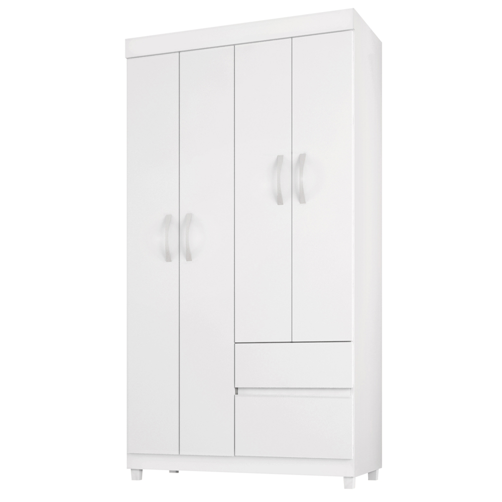 Guarda Roupa Solteiro 04 Portas Lotus Branco Rosa Demobile
