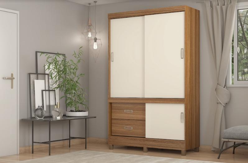 Guarda Roupa Solteiro 2 Portas Estilo II 22520 Amendola Off White Demóbile - Rocha Móveis