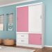Guarda Roupa Solteiro 2 Portas Estilo II 22520 Branco Rosa Flex Demóbile